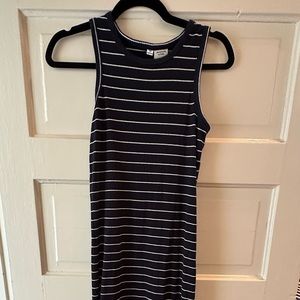 Long blue and white striped dress size small